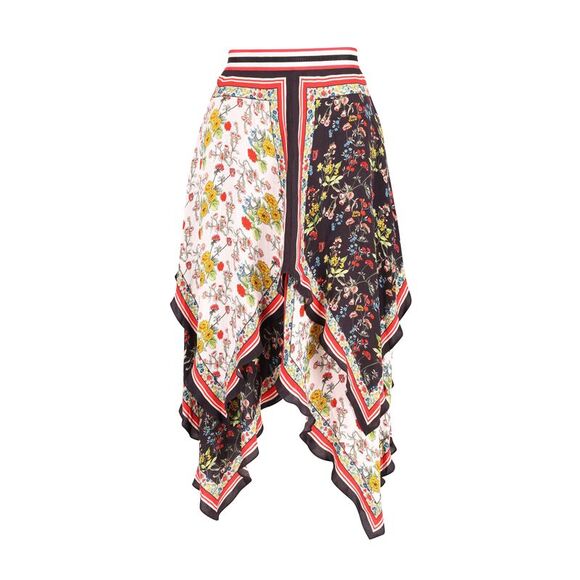 Alice + Olivia Maura Tiered Hankderchief Hem Skirt in Multicolor Polyester - Picture 1 of 4